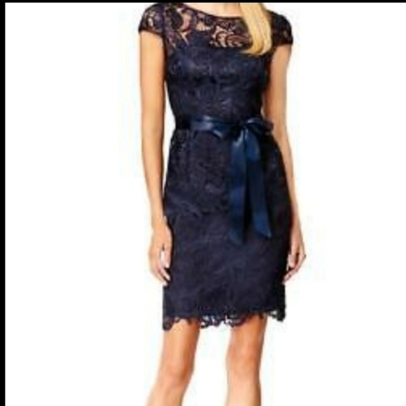 𝅺adrianna Pappell Cap Sleeve Lace Cocktail Dress - Picture 1 of 15